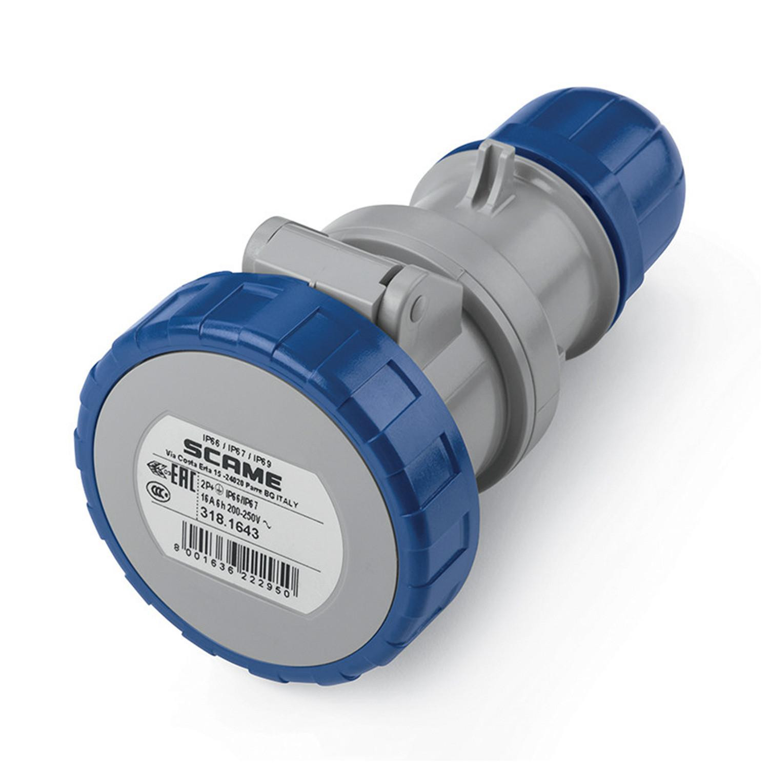 Fiche Industrielle 16A IP66 Optima SCAME 2P + TT
