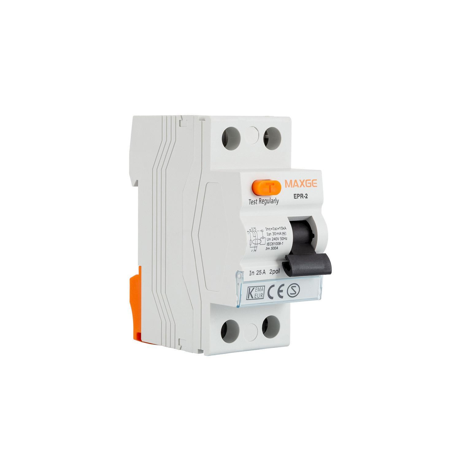 Interrupteur Différentiel Industriel 2P-30mA 25-40A Class AC-10kA MAXGE 40A