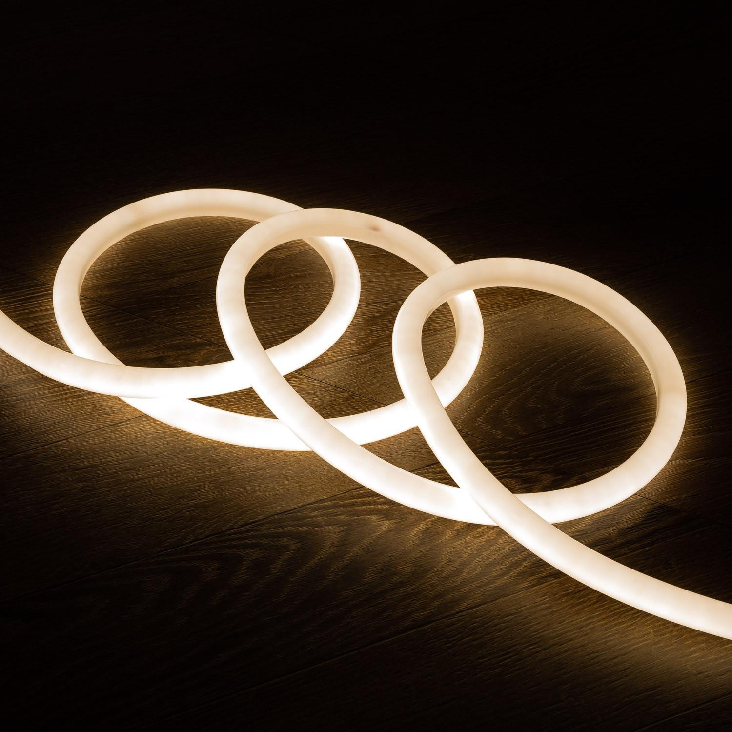 Néon LED Flexible 360º Rond Dimmable 120LED/m 220V AC Blanc Neutre IP67 Coupe tous les 100cm 50m