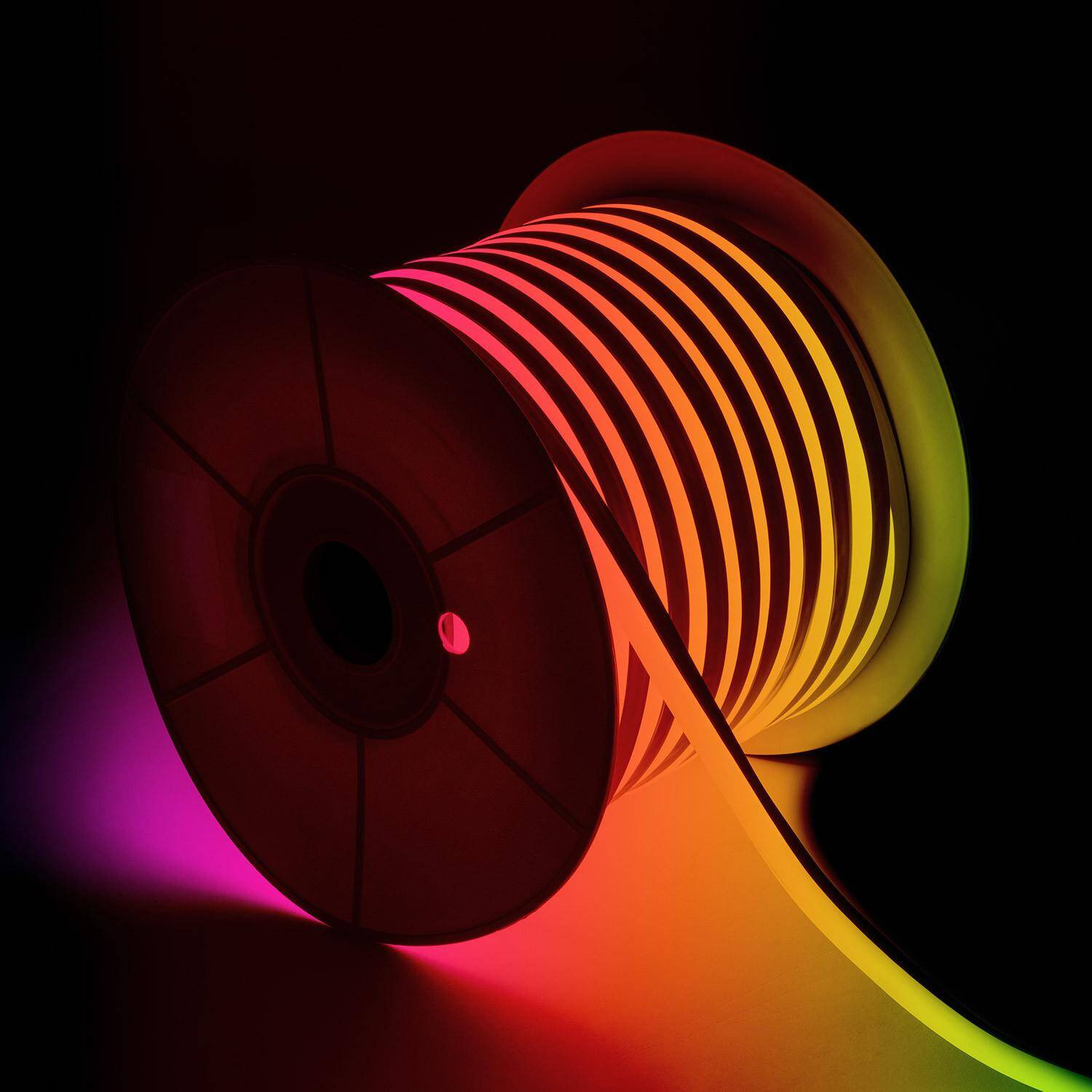 Bobine Gaine Néon LED Flexible Dimmable 11W/m 220V AC 60LED/m 50m Semi-circulaire 180° RGB IP67 Coupe Tous les 100cm RGB
