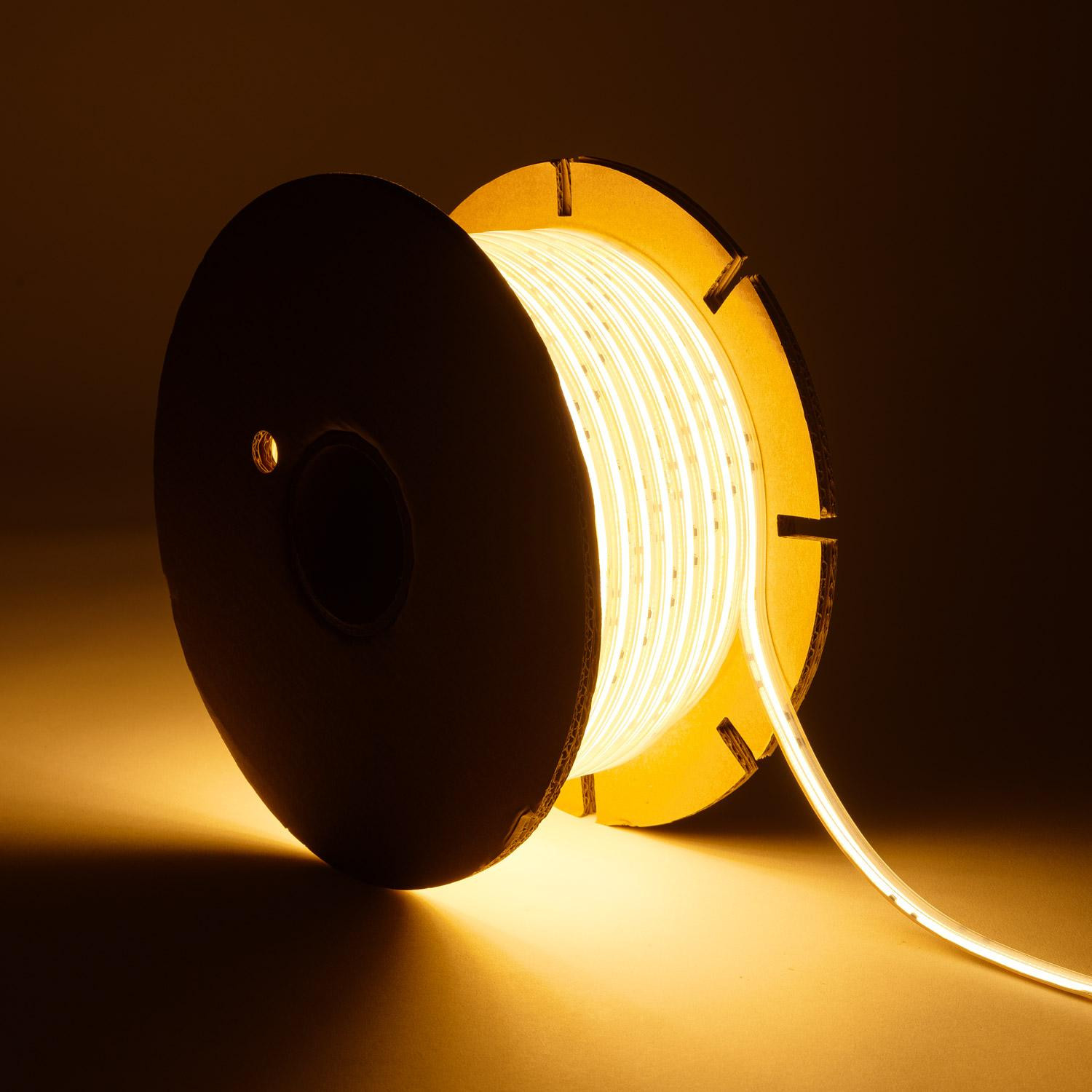 Bobine de Ruban LED Dimmable Auto-redressement 220V AC COB Silicone FLEX 50m 560LED/m 1250 lm/m Largeur 10mm 50m IP65 v37383