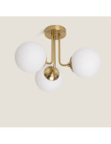 Plafonnier Métal et Verre Moonlight Brass 3 Spots