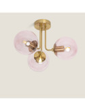 Plafonnier Métal et Verre Moonlight Brass 3 Spots