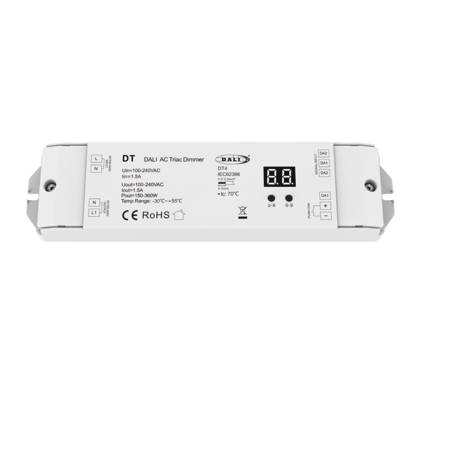 Variateur DALI à TRIAC 1 Canal Compatible avec Bouton Poussoir Blanc