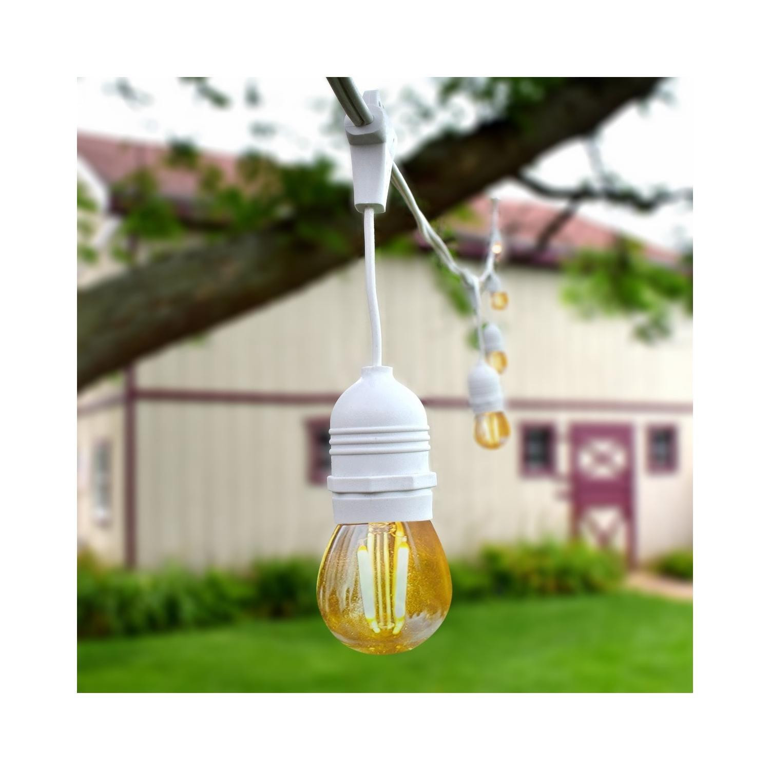 Kit Guirlande Waterproof 5.5m Blanche + 8 Ampoules LED E27 Filament 4W Blanc chaud 2700K