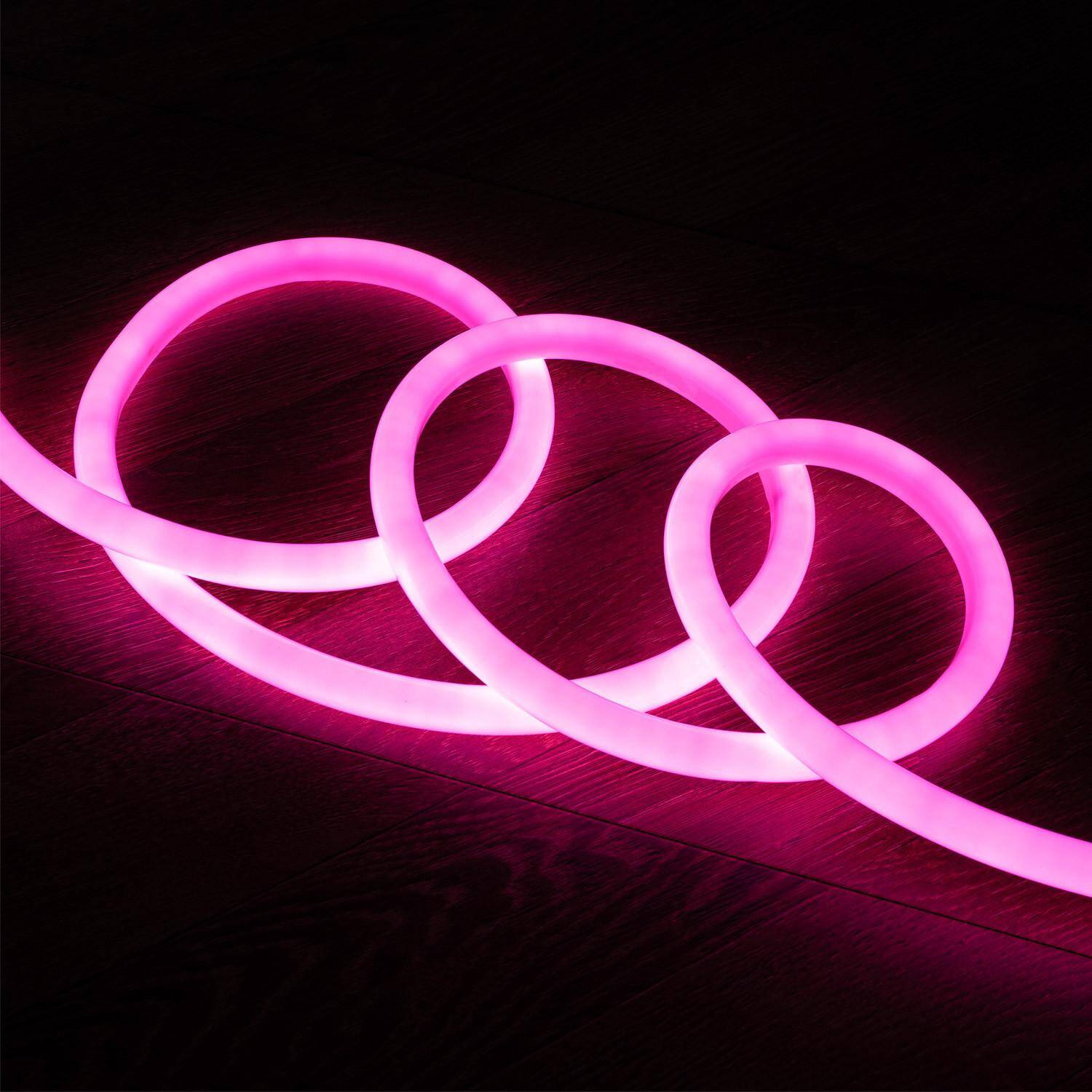 Néon LED Flexible 360º Rond Dimmable 120LED/m 220V AC Rose IP67 Coupe tous les 100cm 4m
