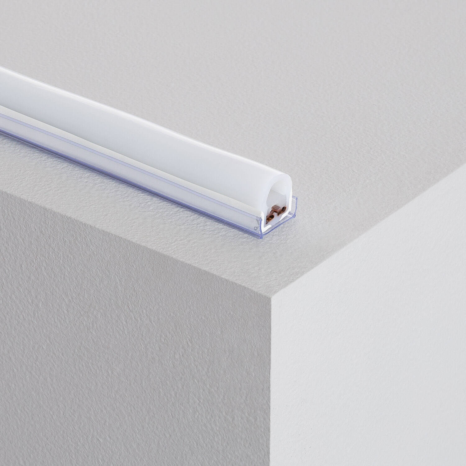 Profilé PVC 1m pour Gaine Néon LED Flexible Dimmable 7.5W/m 220V AC 120LED/m Semi-circulaire 180° Monochrome Transparent