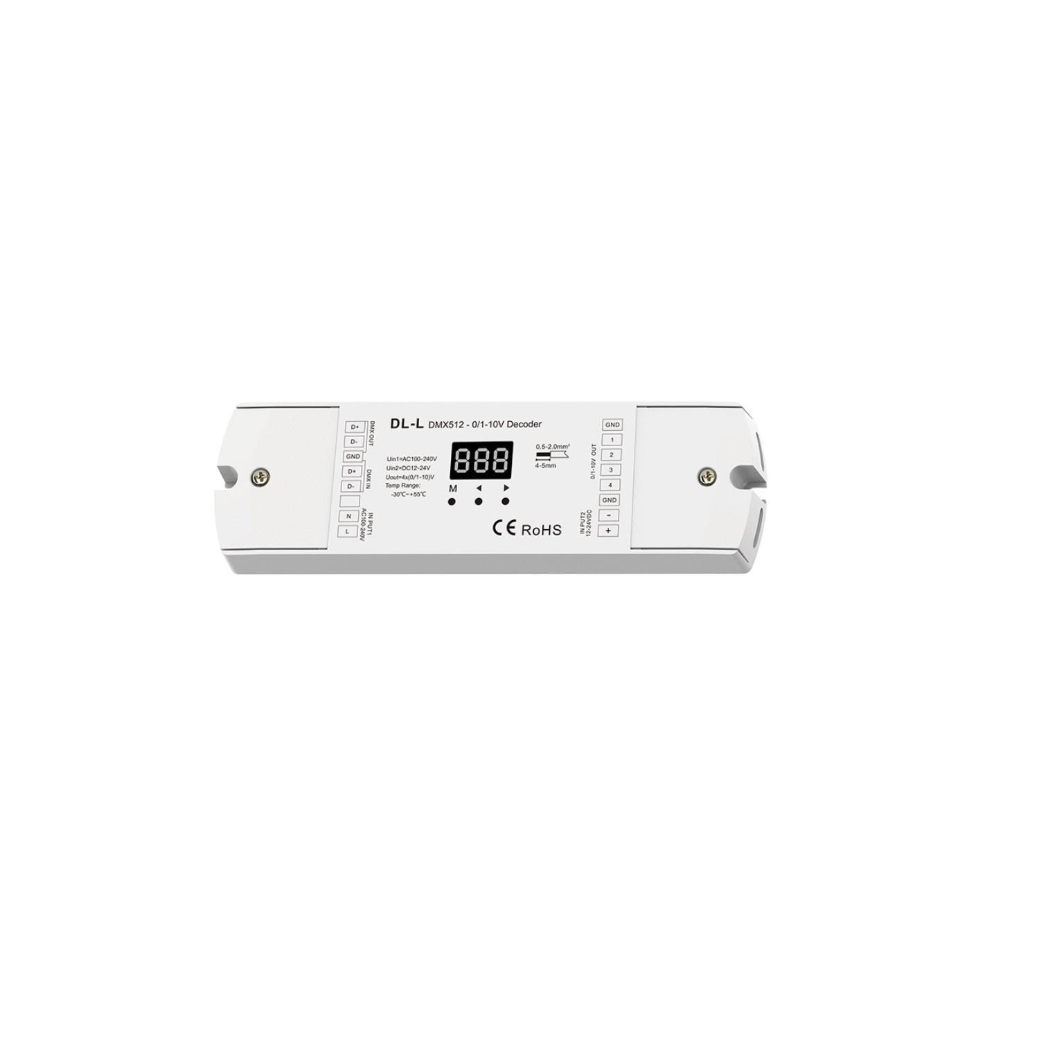 Convertisseur DMX512 vers 0/1-10V 4 Canaux Blanc