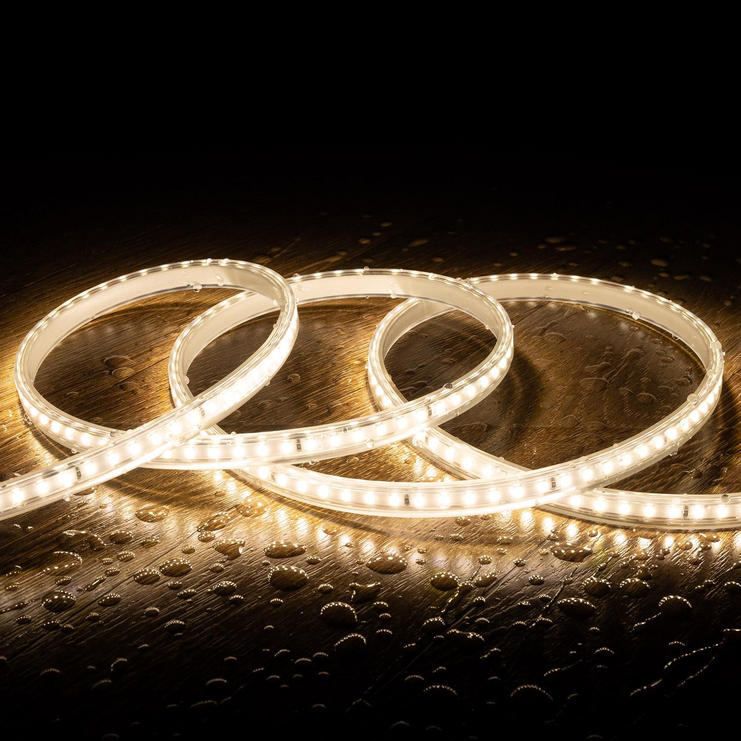 Ruban LED 220V SMD2835 120LED/m Blanc Neutre IP65 Largeur 12mm Coupe tous les 100cm 10m