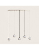 Suspension Métal et Verre Moonlight Brass 5 Spots