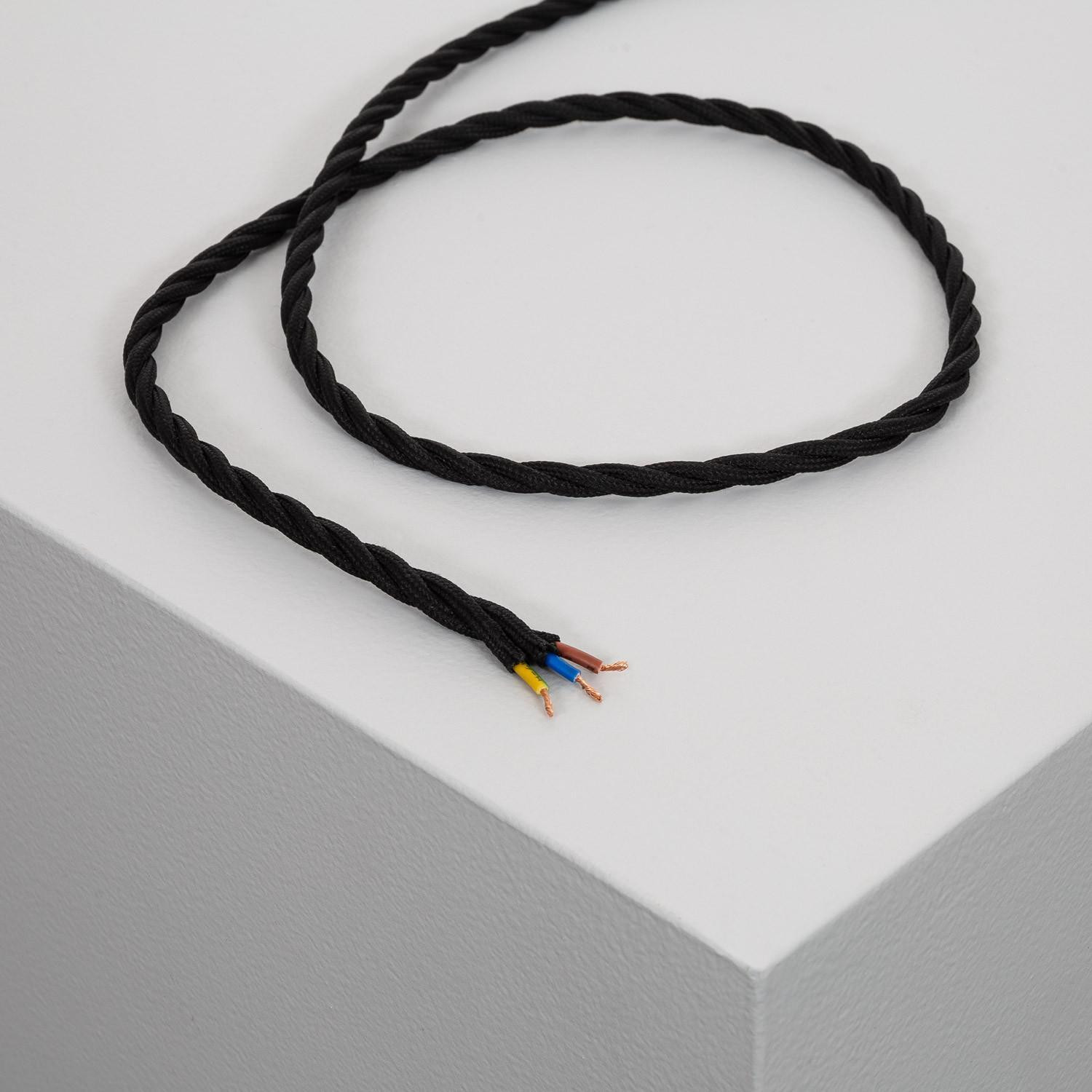 Câble Électrique Textile Tressé Noir 5m