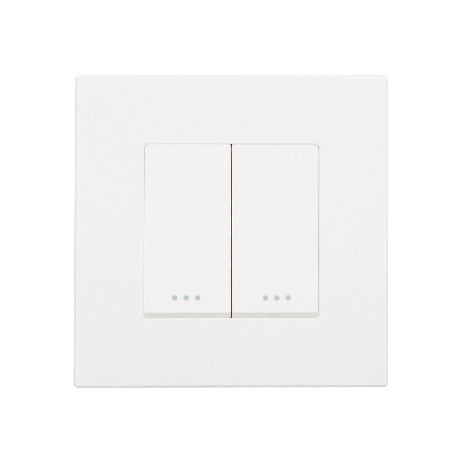 Interrupteur Double Bouton-Poussoir avec Cadre PC Modern Blanc