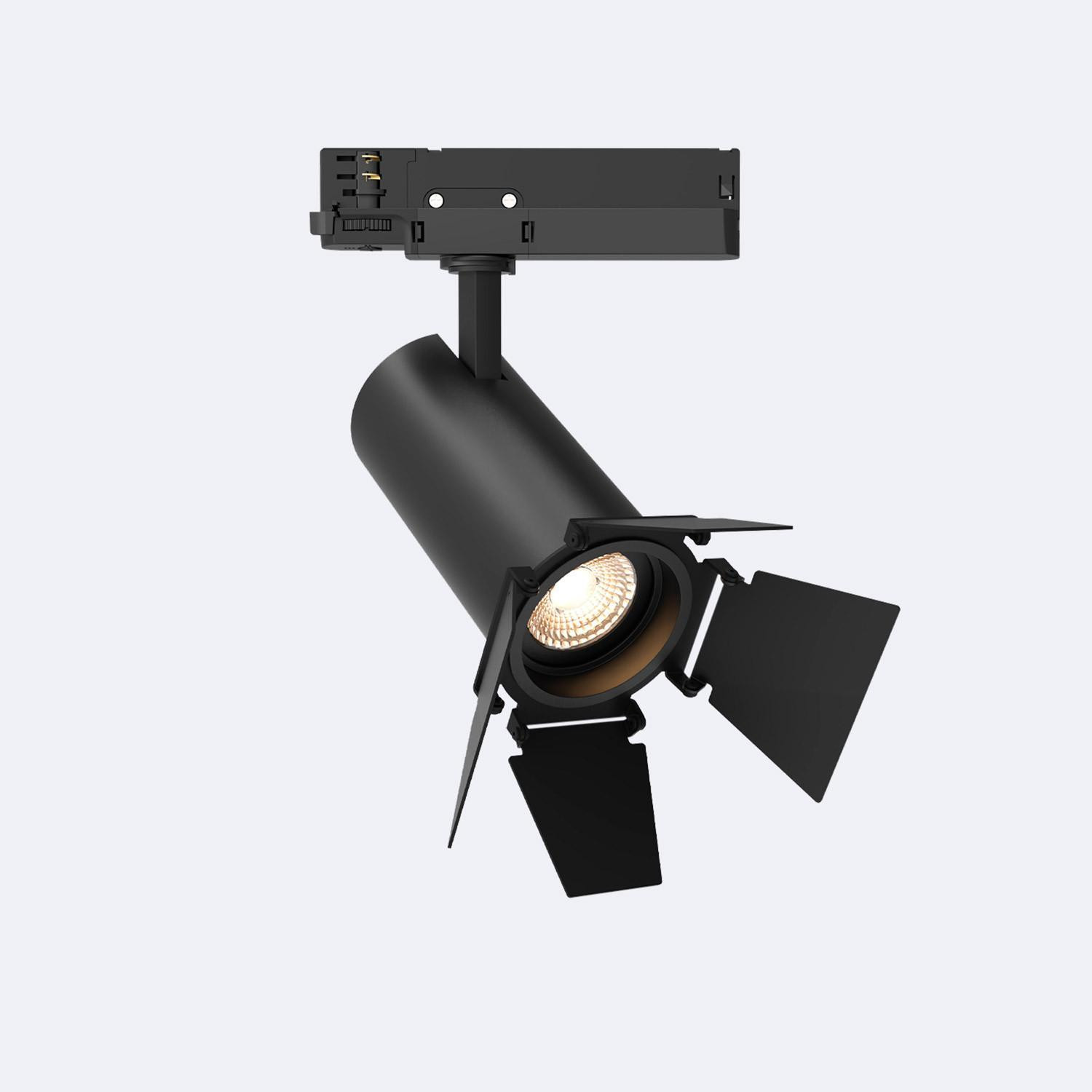 Spot LED Fasano Cinema 30W pour Rail Triphasé Dimmable DALI Noir Blanc chaud 3200K