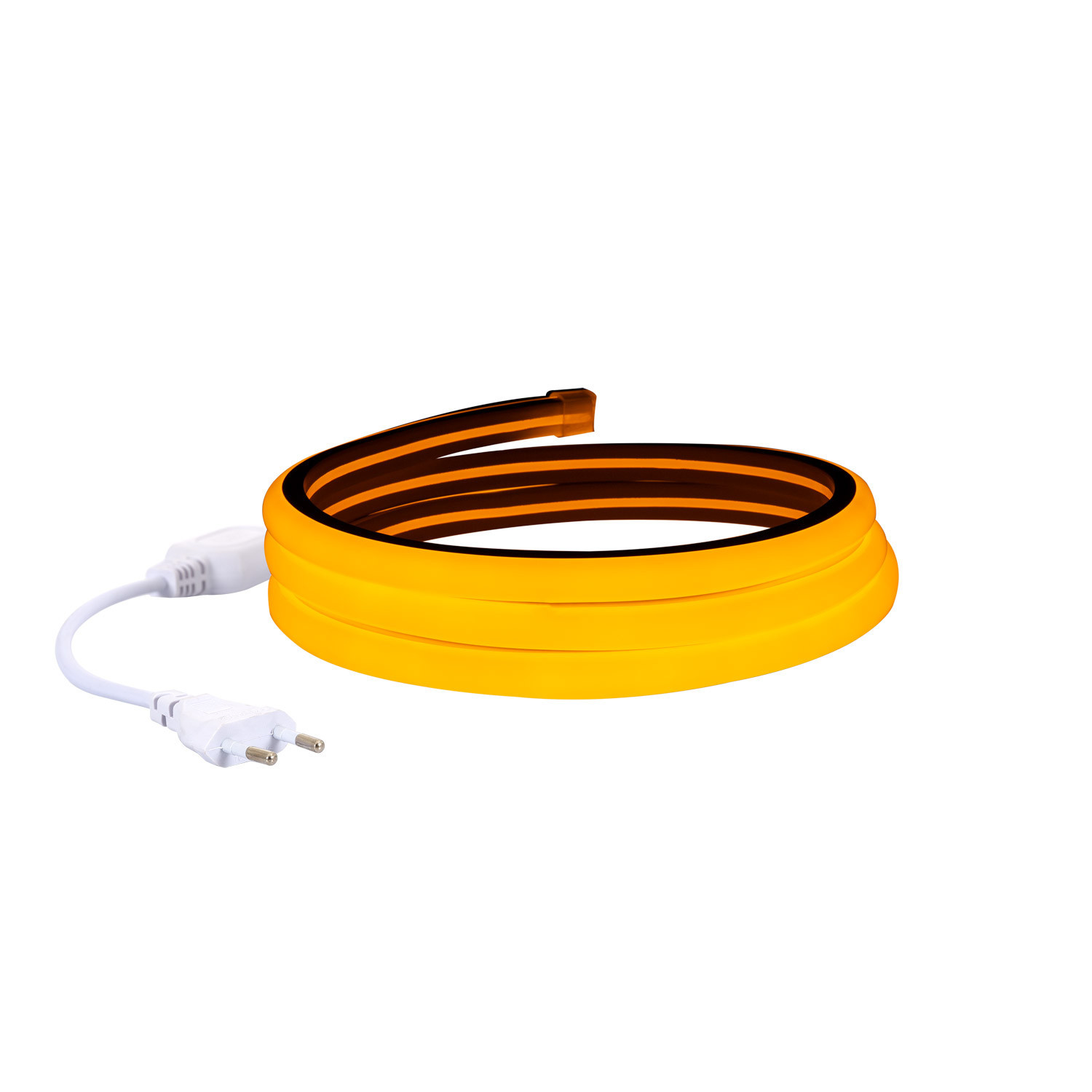 Gaine Néon LED Flexible Dimmable 7.5W/m 220V AC 120LED/m Semi-circulaire 180° Jaune IP67 Coupe Tous les 100cm 9m