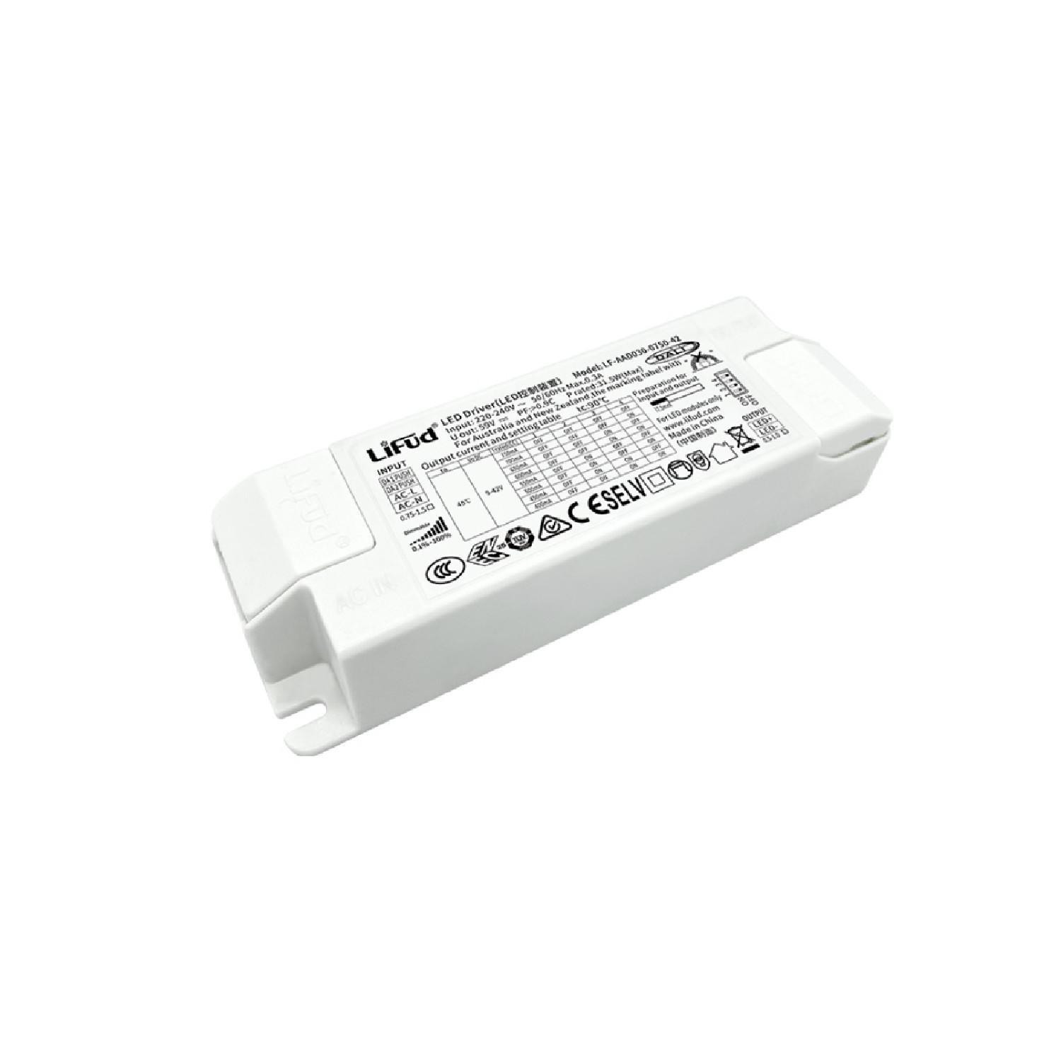 Driver LIFUD Dimmable DALI 220-240V Sortie 9-42V DC 250-500mA 2.25-21W No Flicker LF-AAD020 20W