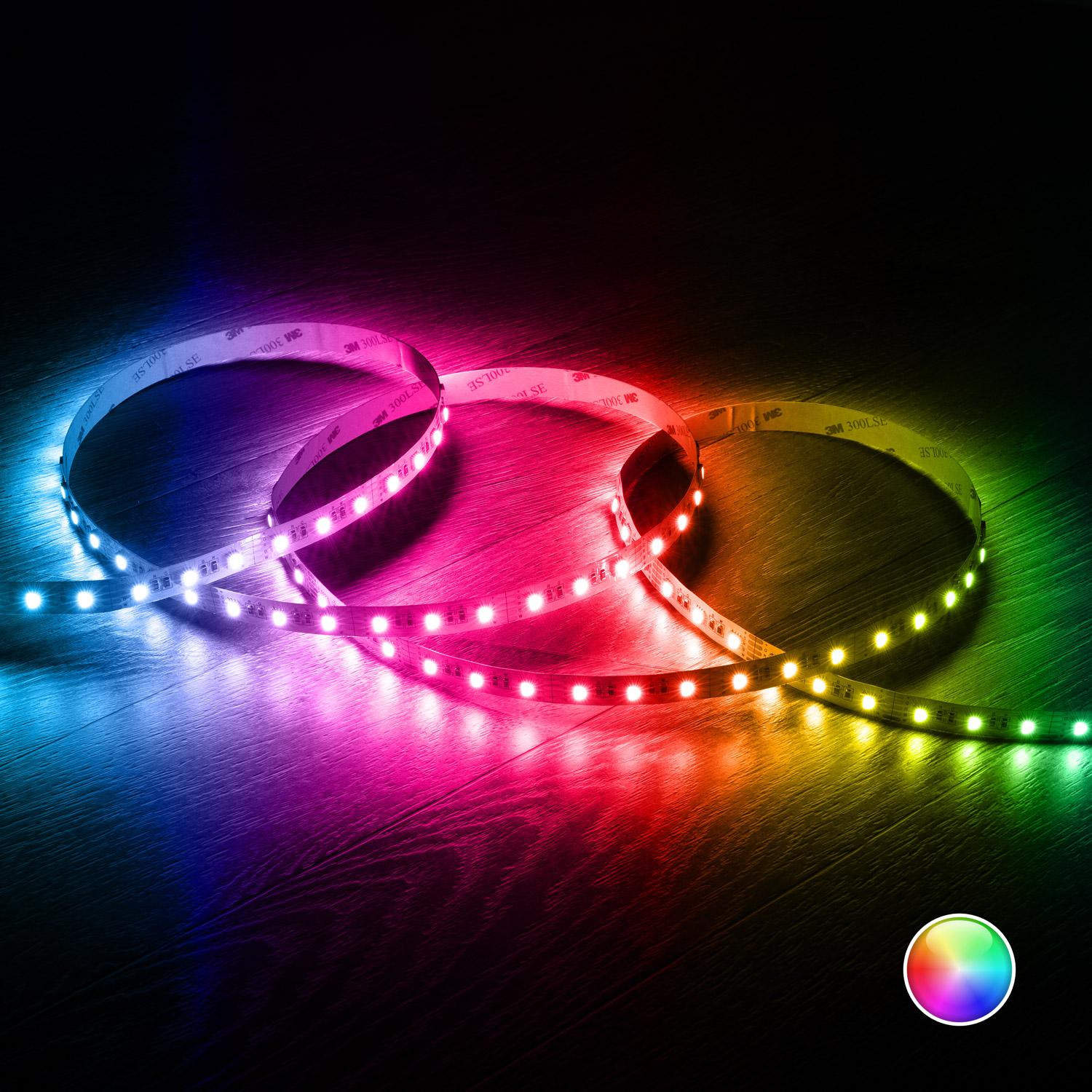Ruban LED RGBW 12V DC SMD5050 60LED/m 5m IP20 Largeur 12mm Coupe 10cm RGBW