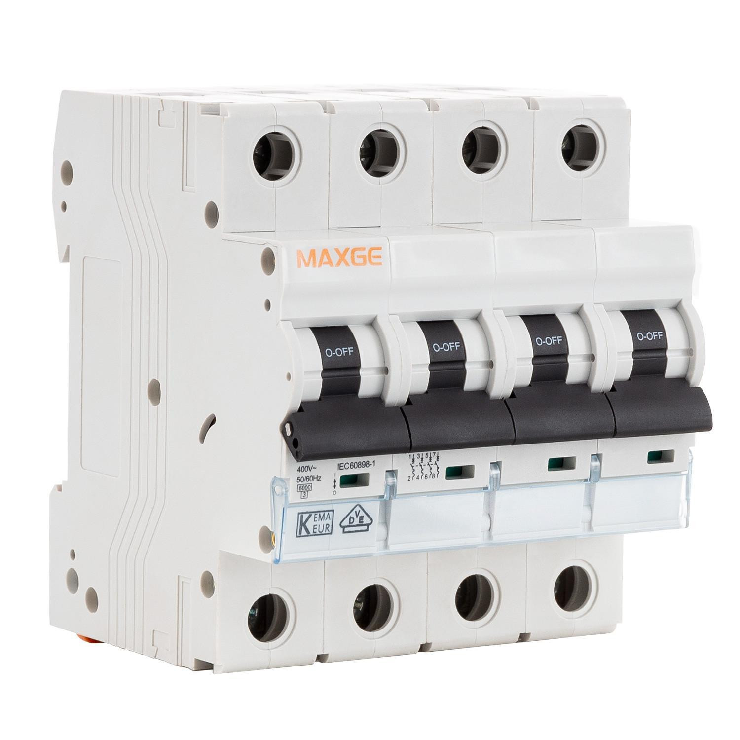 Disjoncteur Résidentiel 4P-6kA 10-63A Courbe C MAXGE 10A