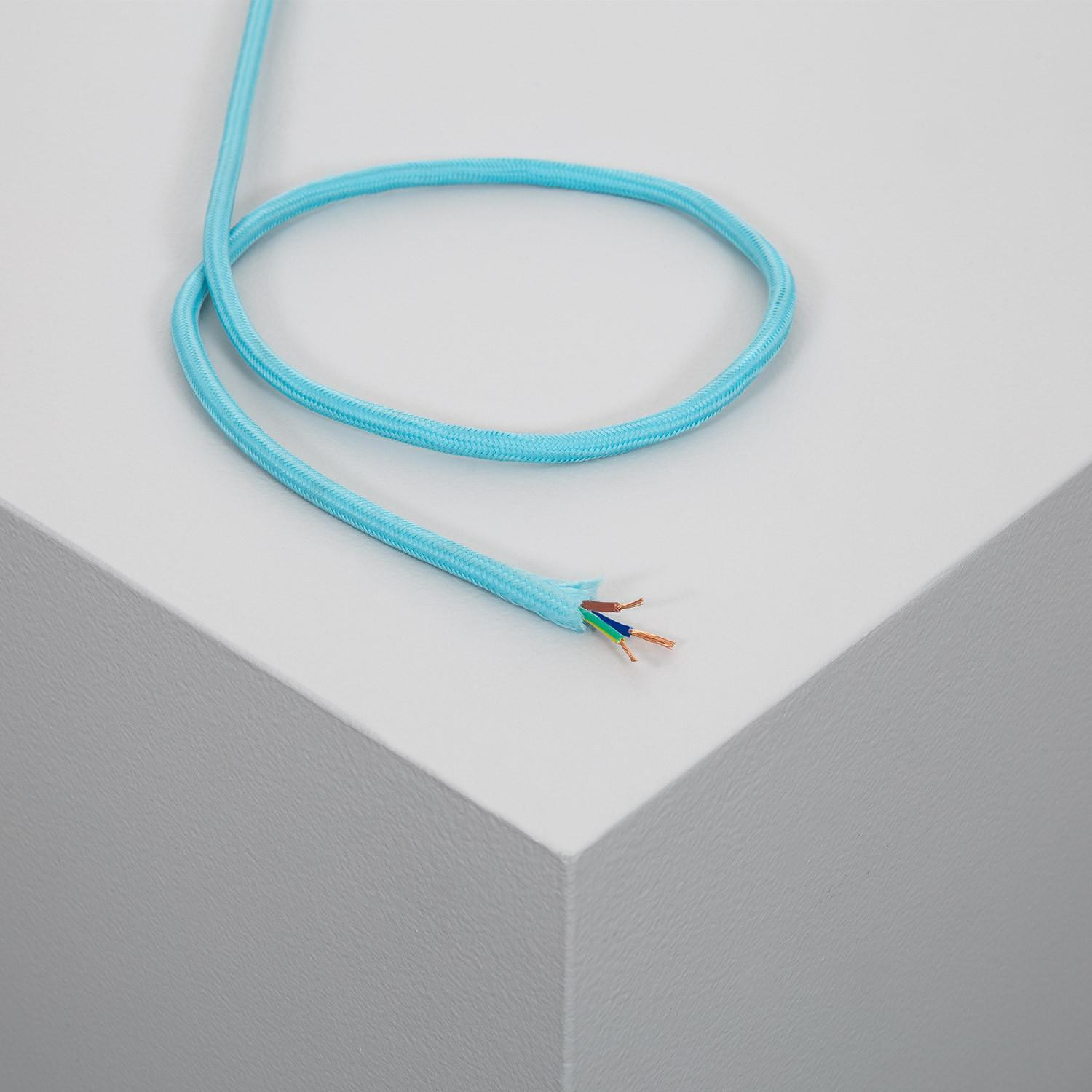 Câble Électrique Textile Bleu 100m