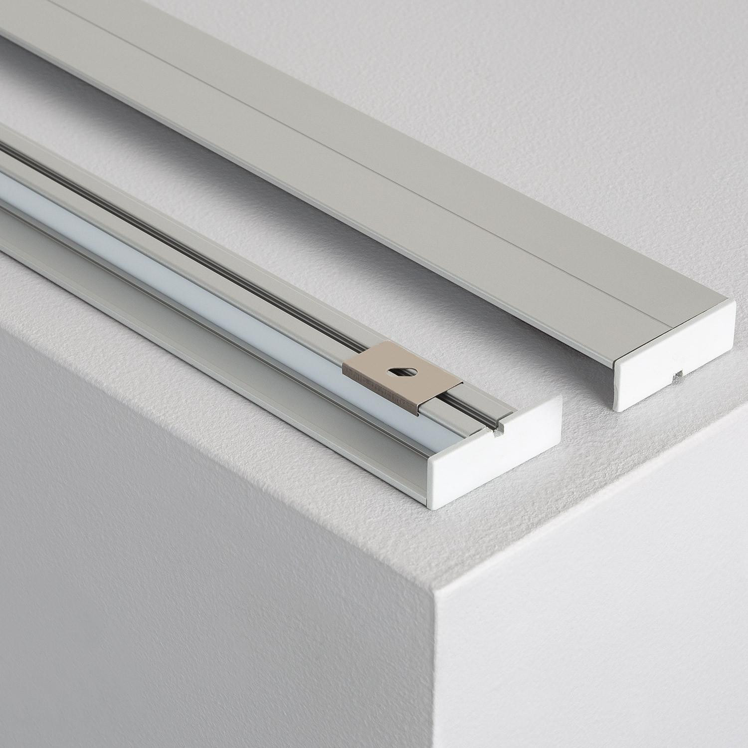 Profilé Aluminium en Saillie Double Moulure 1m pour Rubans LED jusqu'à 10mm Capot translucide
