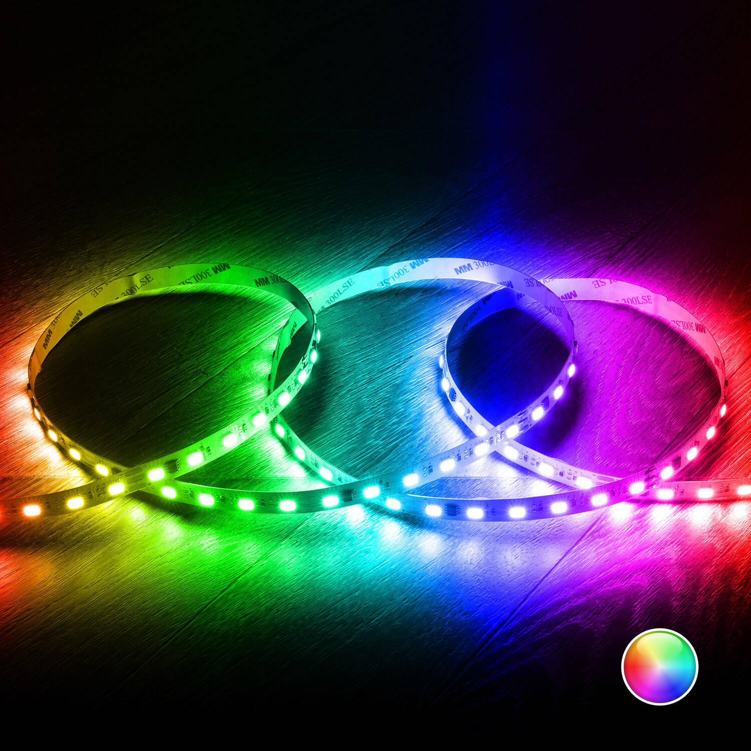 Ruban LED RGBWWIC Numérique SPI 24V DC 60LED/m 5m IP20 Largeur 12mm coupe tous les 10 cms RGBWWIC