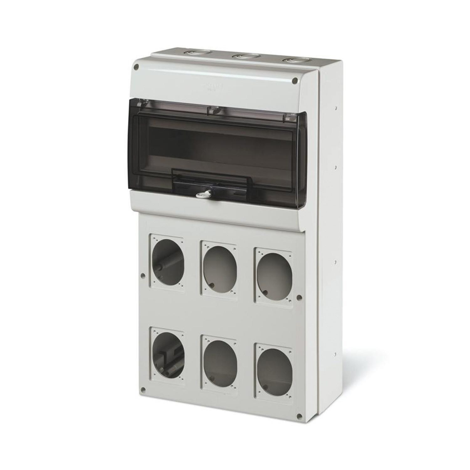 Coffret Électrique 16 Modules DIN 6 Prises IP66 Domino SCAME Gris