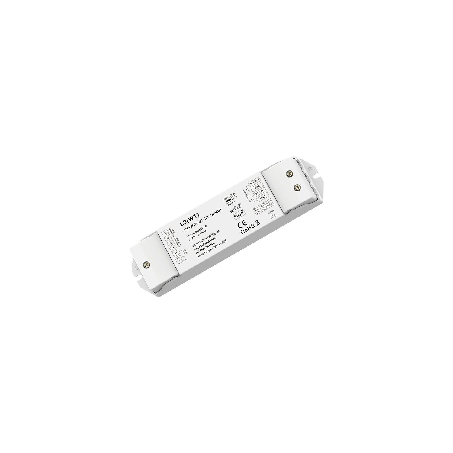 Interrupteur WiFi Variateur 1-10V CCT 2 Canaux Blanc