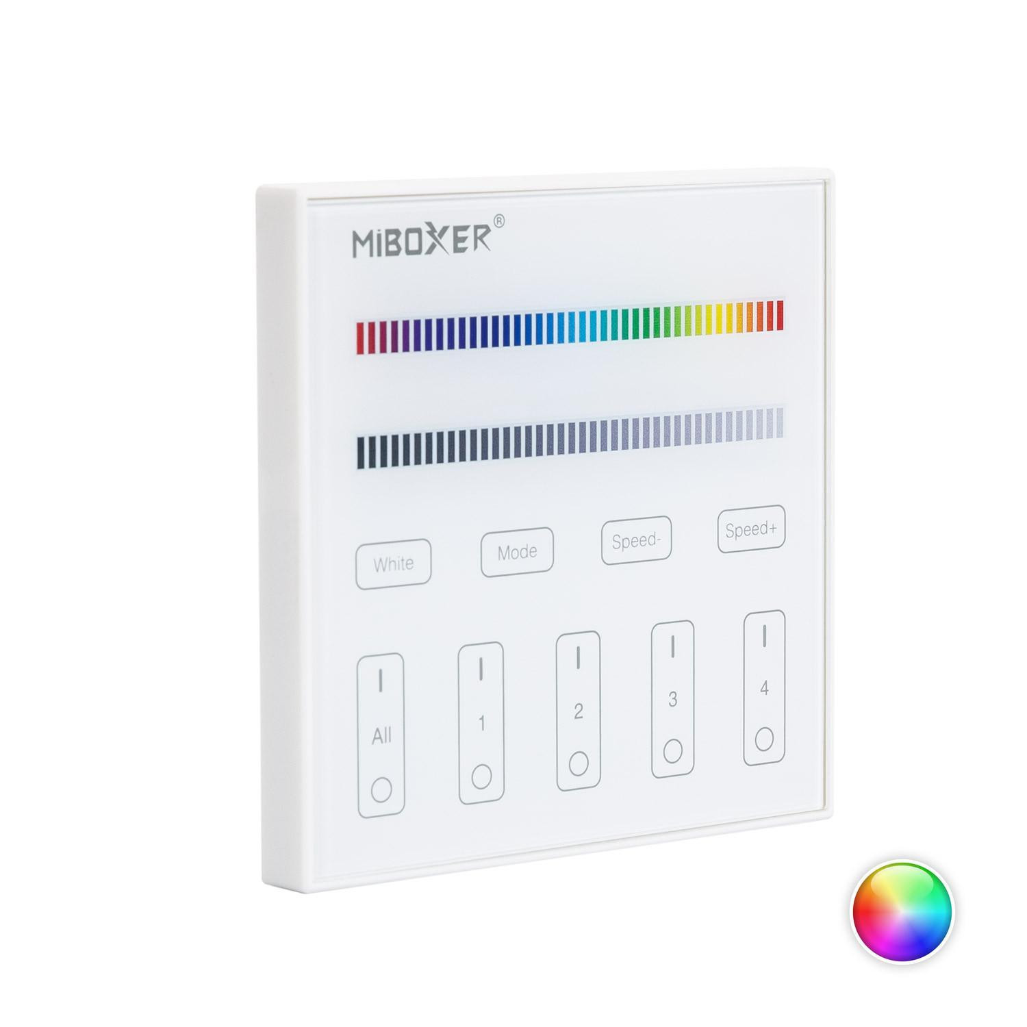 Télécommande Murale RF 220-240V AC pour Variateur LED RGBW 4 Zones RF MiBoxer T3 Blanc