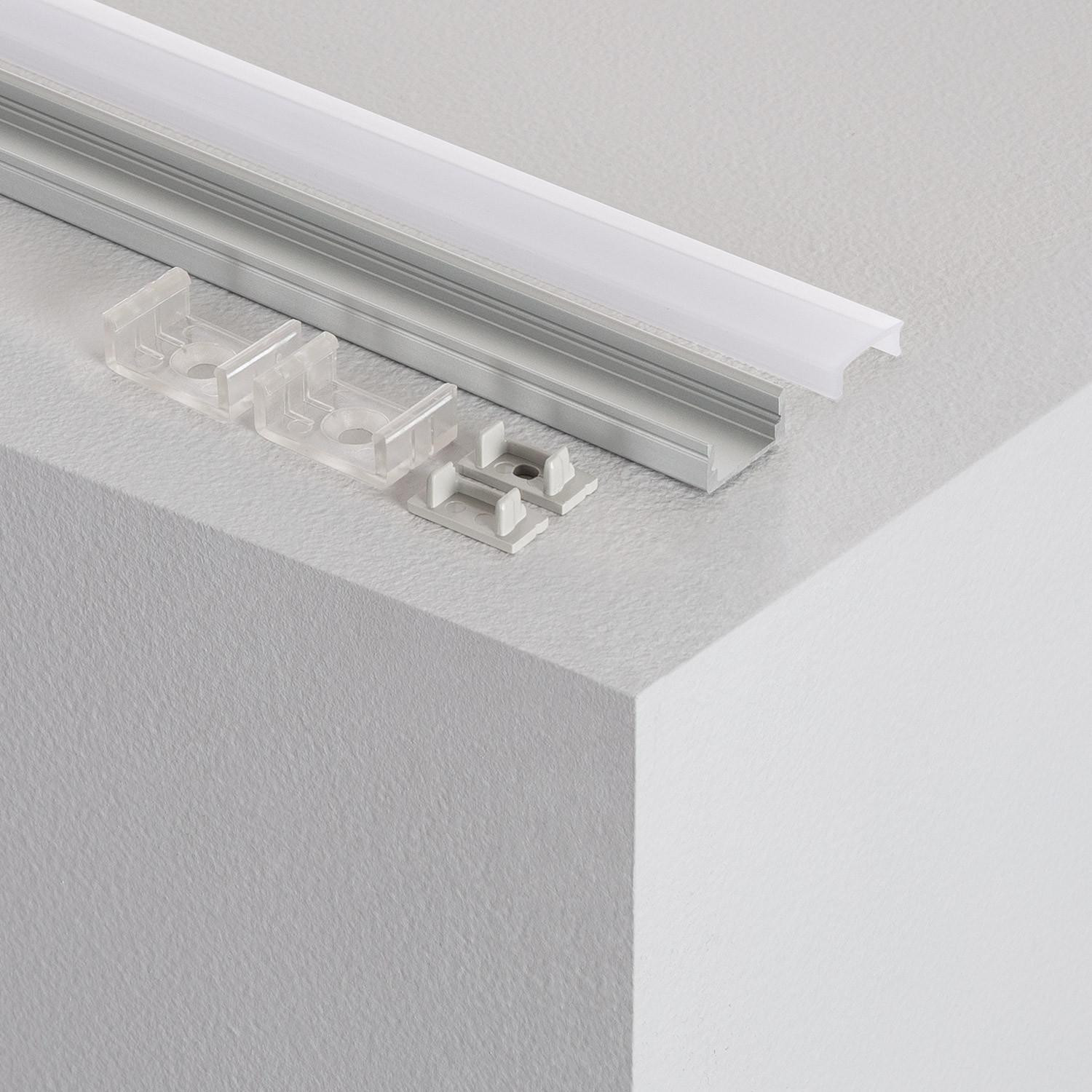 Profilé Aluminium en Saillie avec Capot Continu pour Ruban LED jusqu'à 12mm 8m Capot translucide