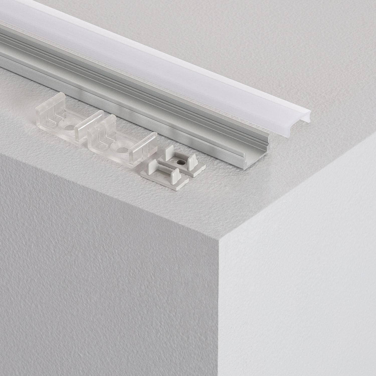 Profilé Aluminium en Saillie avec Capot Continu pour Ruban LED jusqu'à 12mm 30m Capot translucide