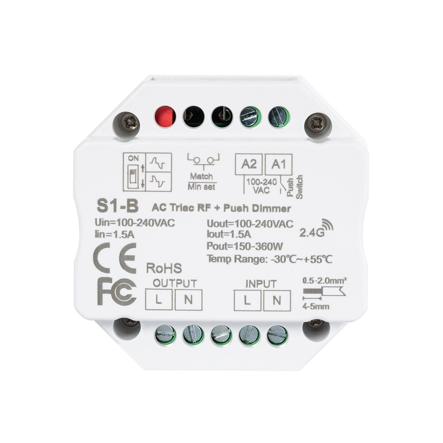 Module de Variation LED Triac RF/Poussoir Blanc
